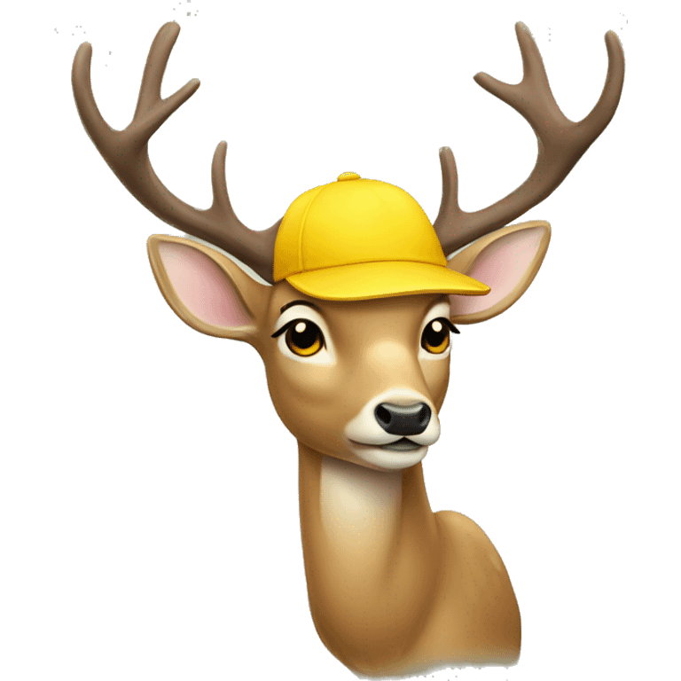 Deer wearing yellow hat emoji