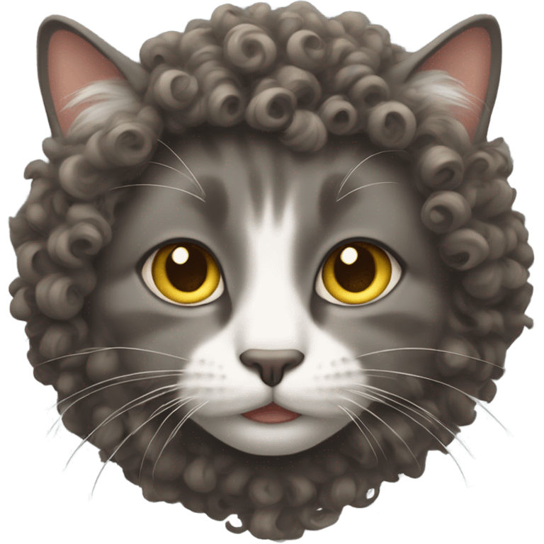 Cat with curly hair emoji