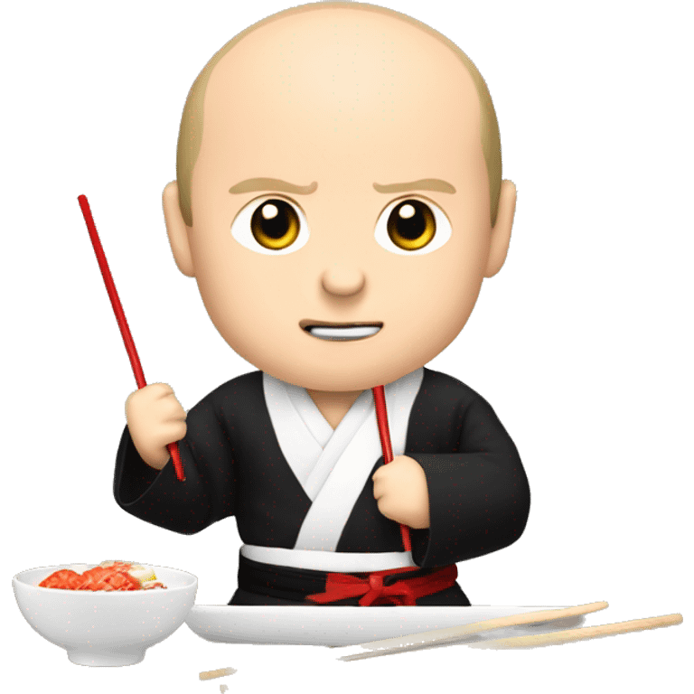 Putin eating sushi with chopstick in a japanese costume emoji