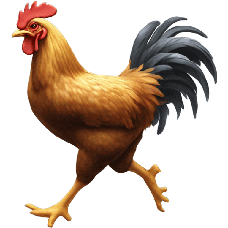 Chicken getting chased by a rooster emoji