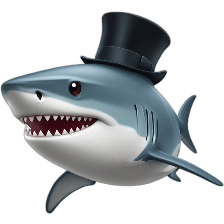 Shark with a top hat emoji