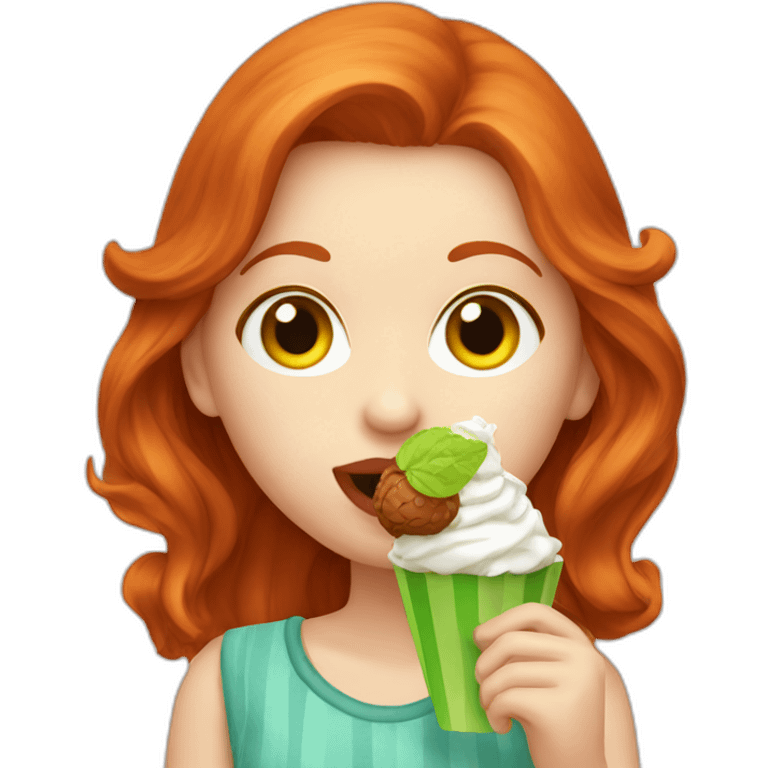 greeneyed redhead licking icecream emoji