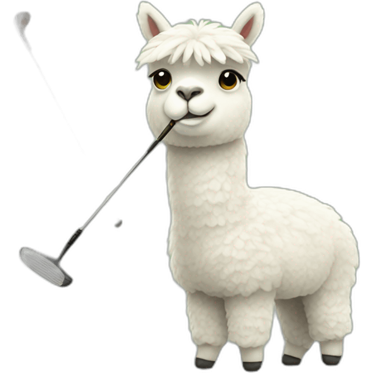 Alpaca swinging a golf club emoji