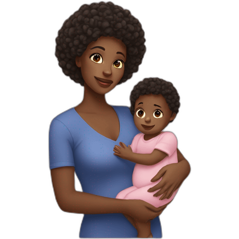 beautiful Black women holding baby emoji