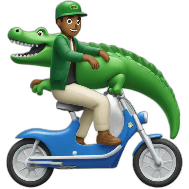 Guy using lacoste riding in crocodile emoji