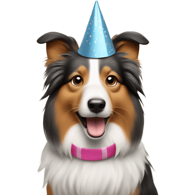 Shetland sheepdog wearing a party hat  emoji