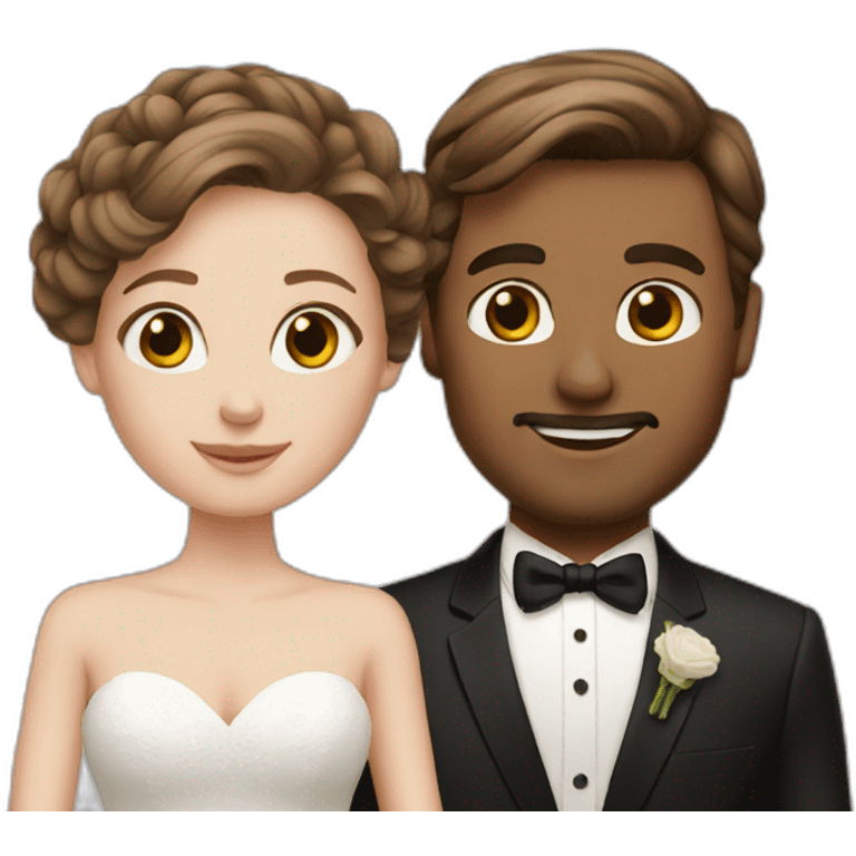 white couple people wedding brown hair emoji