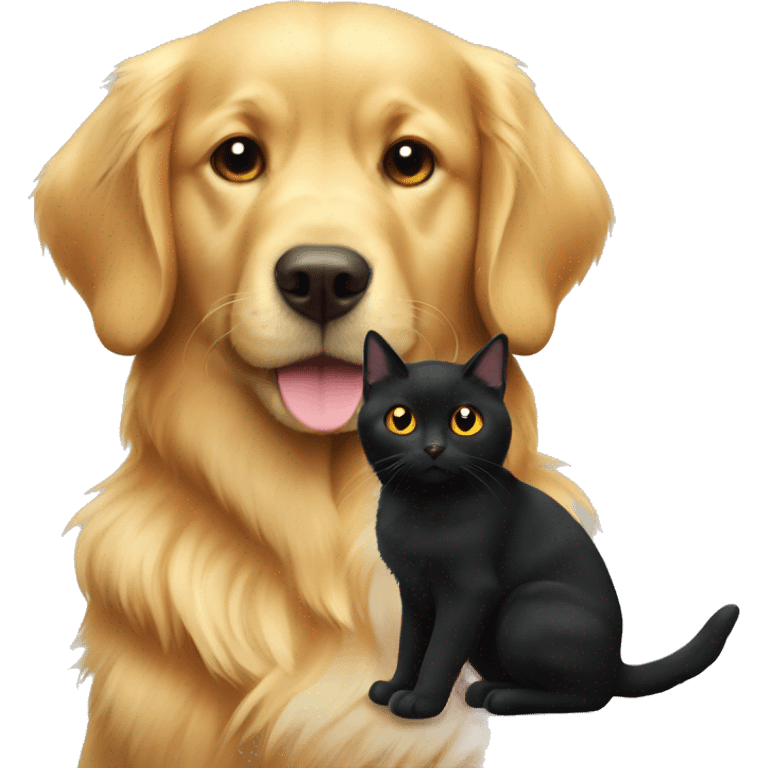 Golden retriever and black cat emoji