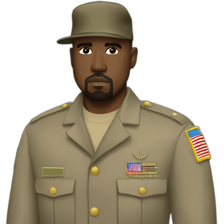 Kanye West military uniform and hat red armband emoji