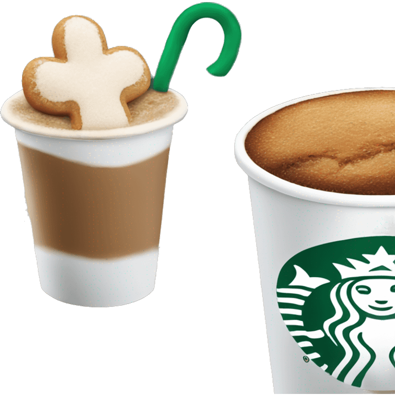 a christmas starbucks coffee with gingerbread emoji