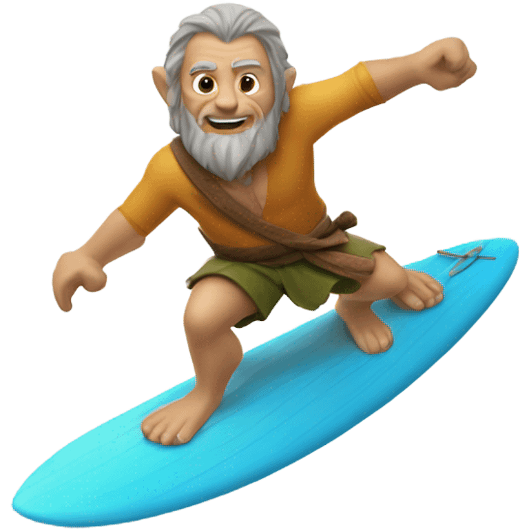 Hobbit man riding a surfboard emoji