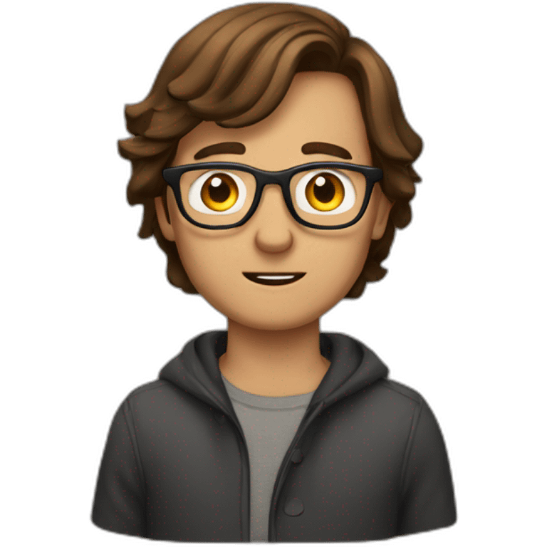 brown-haired man wearing glasses who can't get a key into a lock emoji