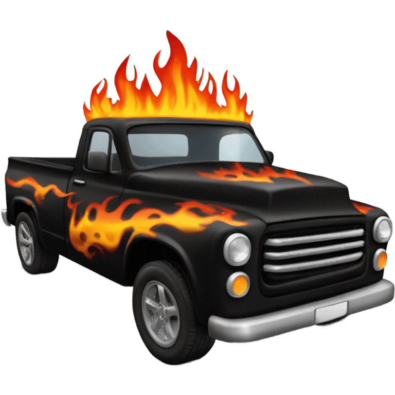 Gothic pickup truck with fire emoji