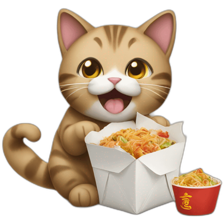 Cat eating Chinese takeout  emoji