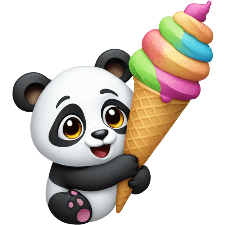 Panda eating ice cream emoji