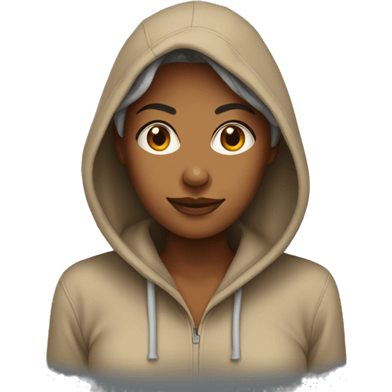 tan woman wearing a hoodie  emoji