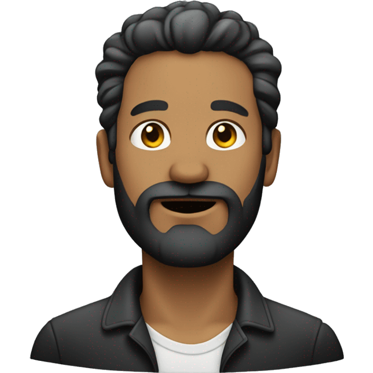 Homme avec barbe noir et sans cheveux emoji