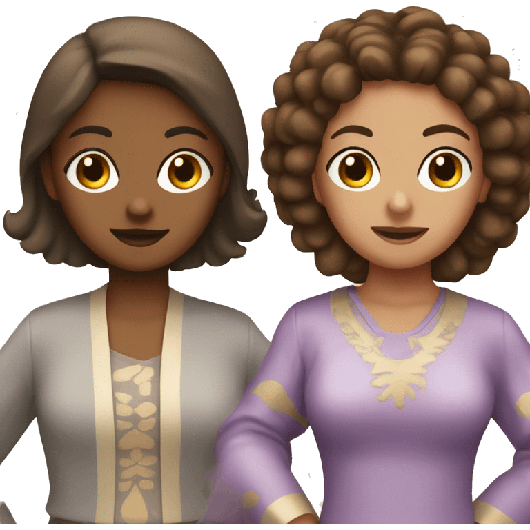 two brown skinned and brown haired girls dressed up as taro emoji