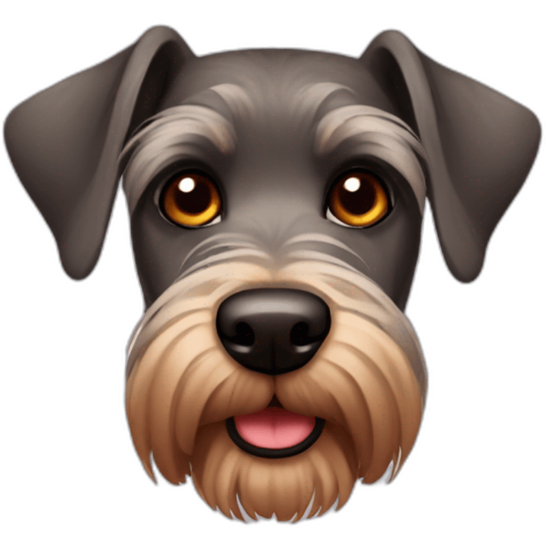 Brown schnauzer with a red nose and hazel eyes  emoji