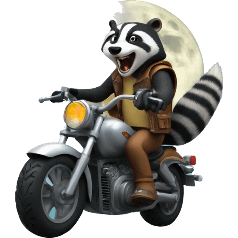 angry badger on motorbike to the moon emoji