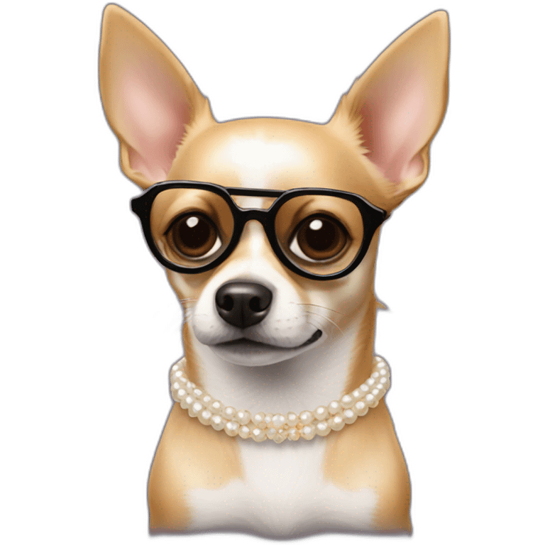 Chihuahua con gafas y collar de perlas emoji