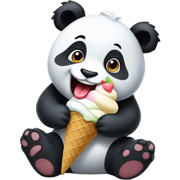 Panda eating ice cream emoji