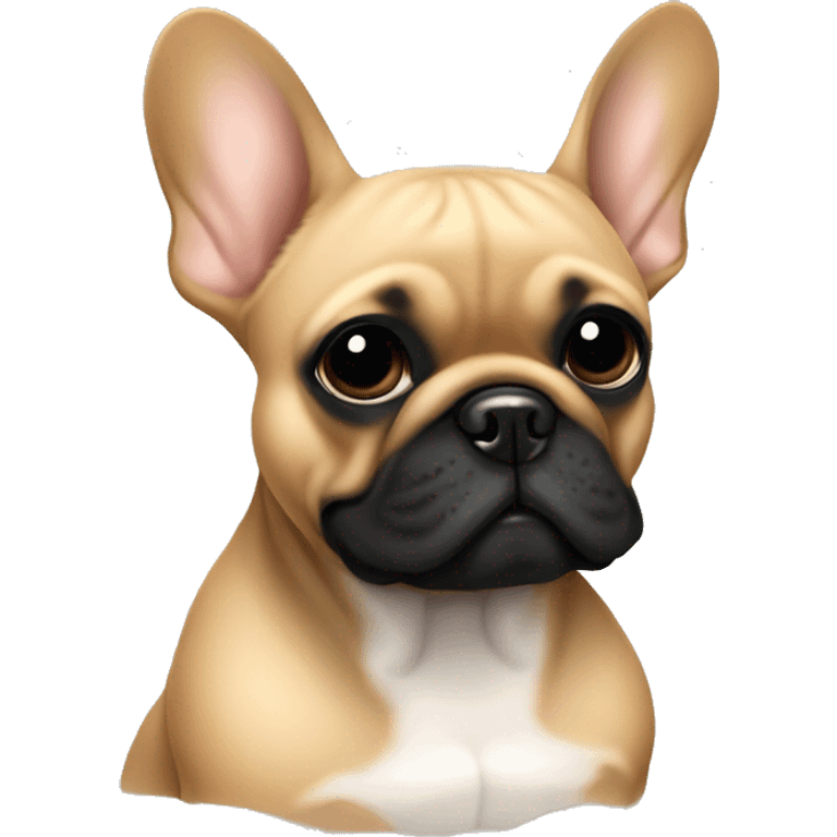 Tan French bulldog with very black face emoji