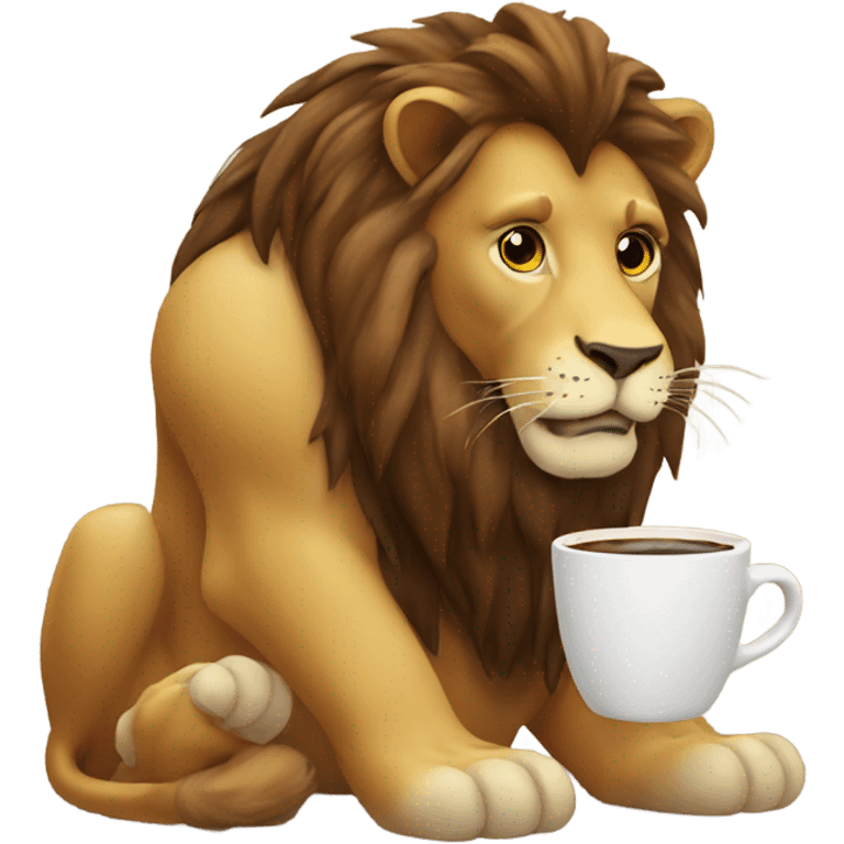 Lion drinking coffee  emoji