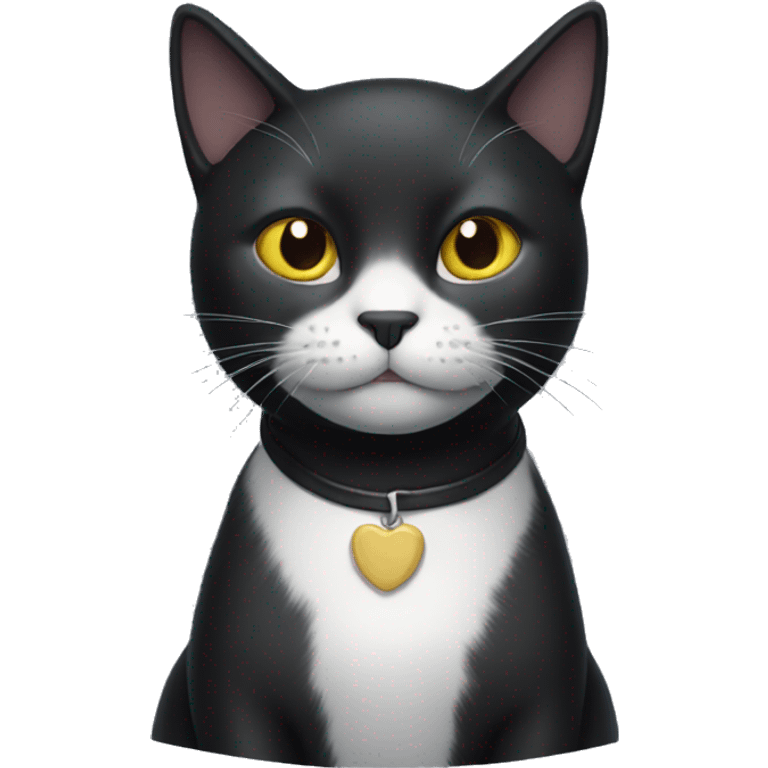 black cat with white chest emoji