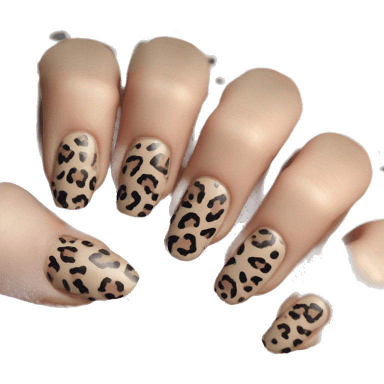 muted leopard print nails emoji