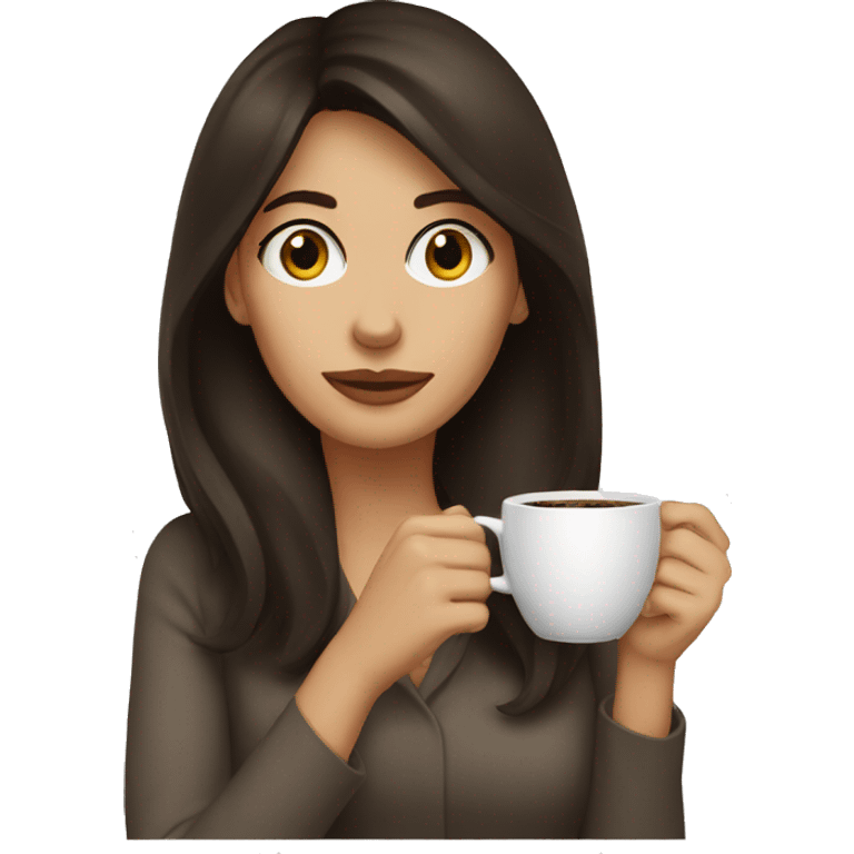 brunette woman drinking coffee emoji