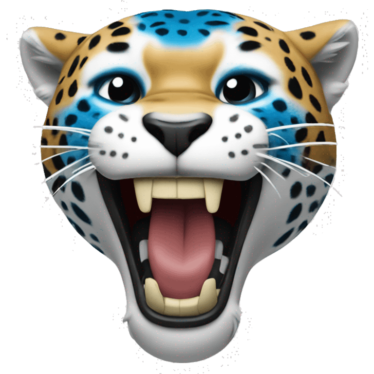 Red,blue and white cheer now that says jaguars emoji