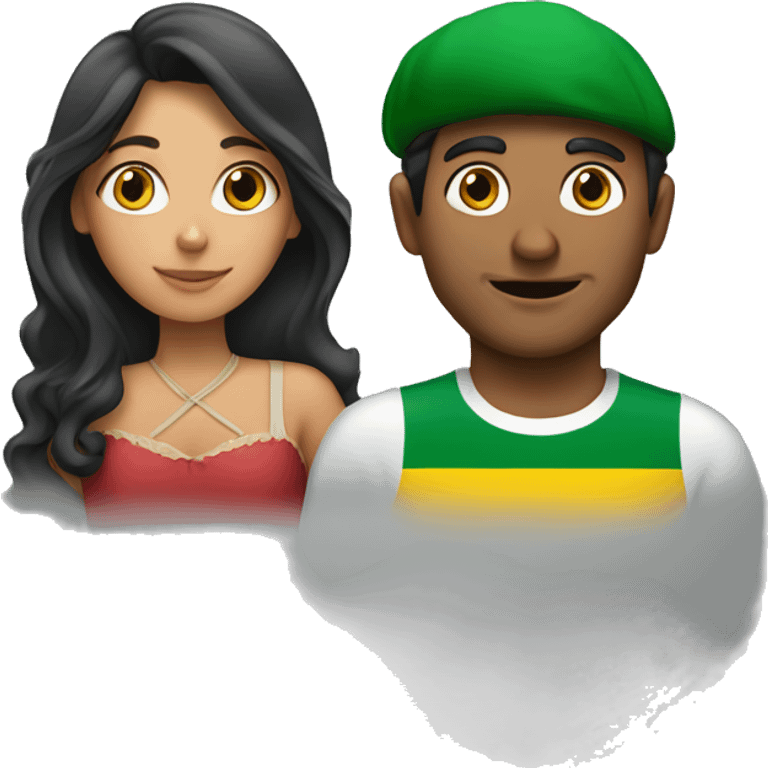 Brazilian girl and italian man abracing emoji