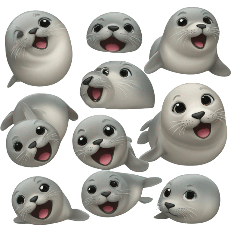 seal displaying all kinds of emotions emoji