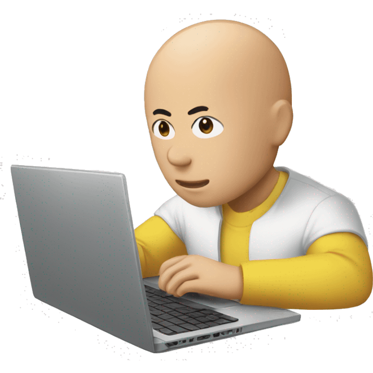 Saitama working on laptop emoji