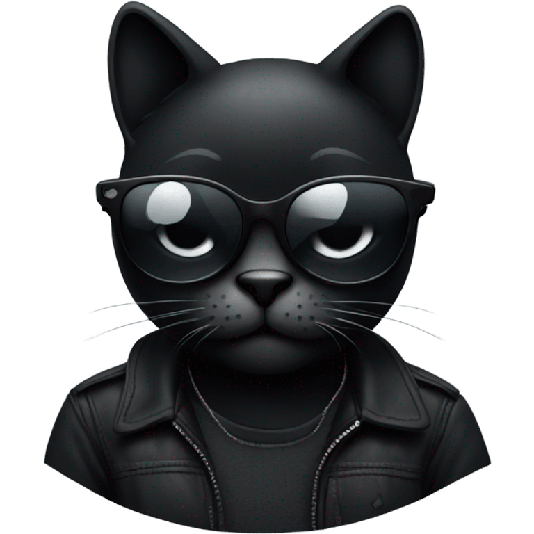 A Black Cool Cat like with black shades  emoji