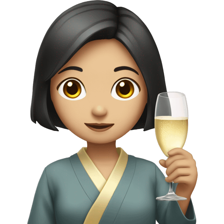 Japanese girl holding a champagne glass  emoji