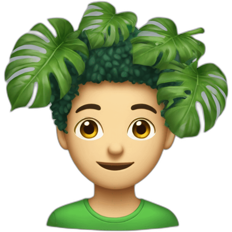 Young student with monstera deliciosa hair emoji