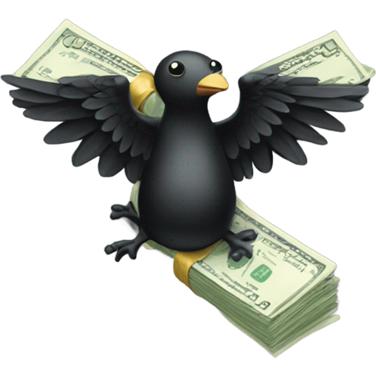 a bundle of money with black wings emoji