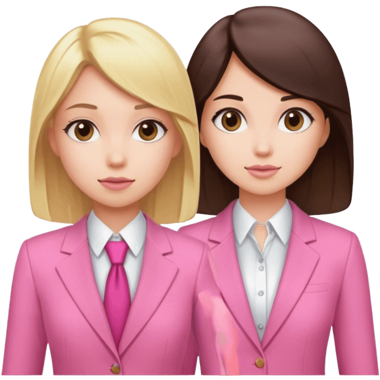 Blond girl pink suit with brune girl pink suit emoji