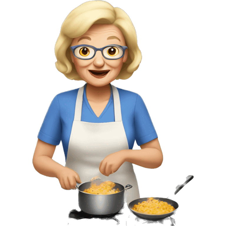 grandma with sort blonde hair cooking emoji