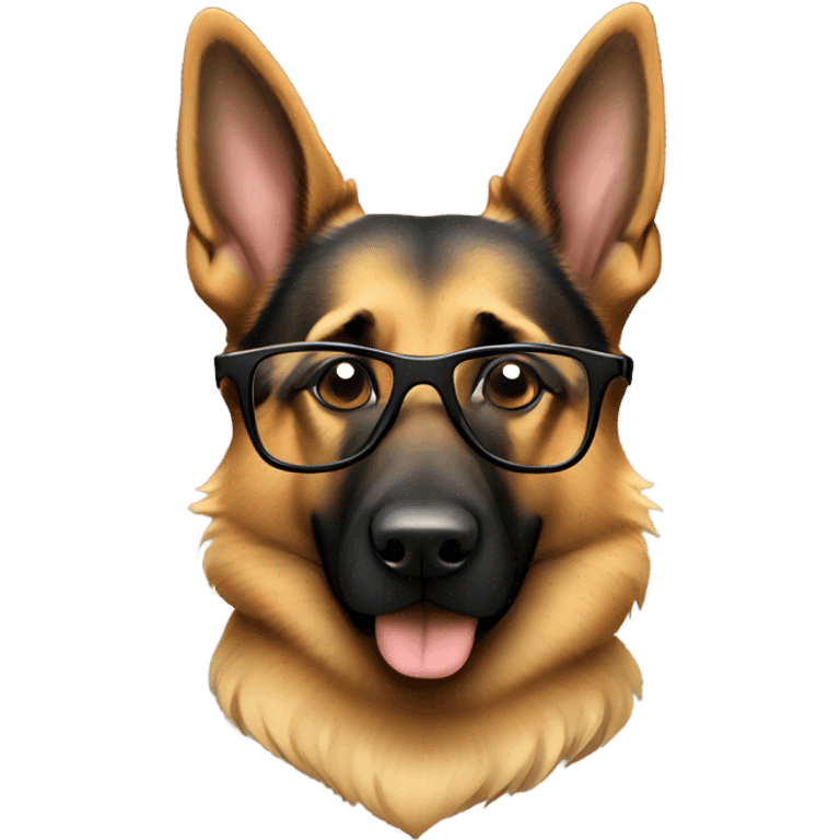 German shepherd with glasses on emoji