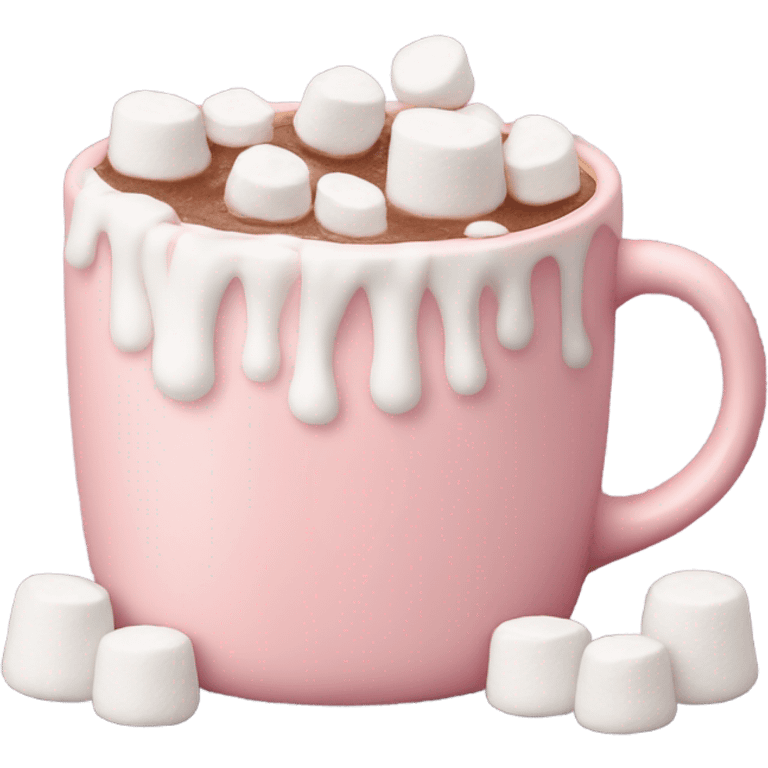 Light Pink mug of hot chocolate with marshmallows  emoji