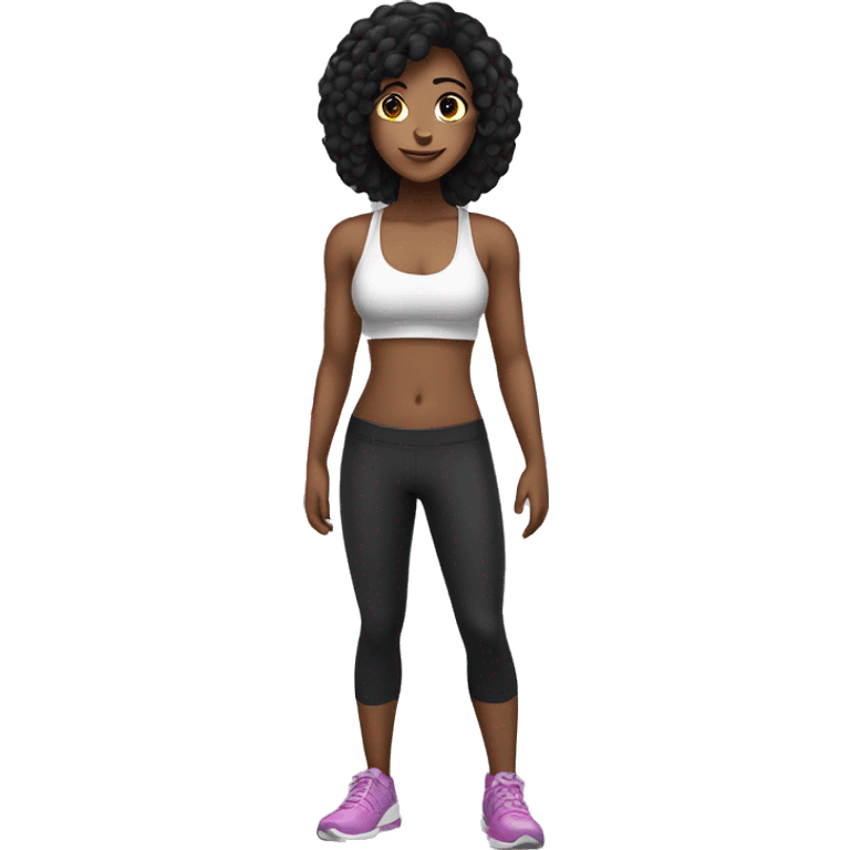 Girl with fitness body and black hair emoji