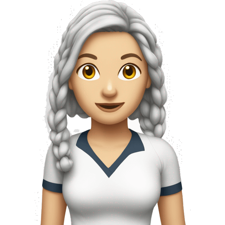 female squash player, 50s, white, always tie her hair  emoji