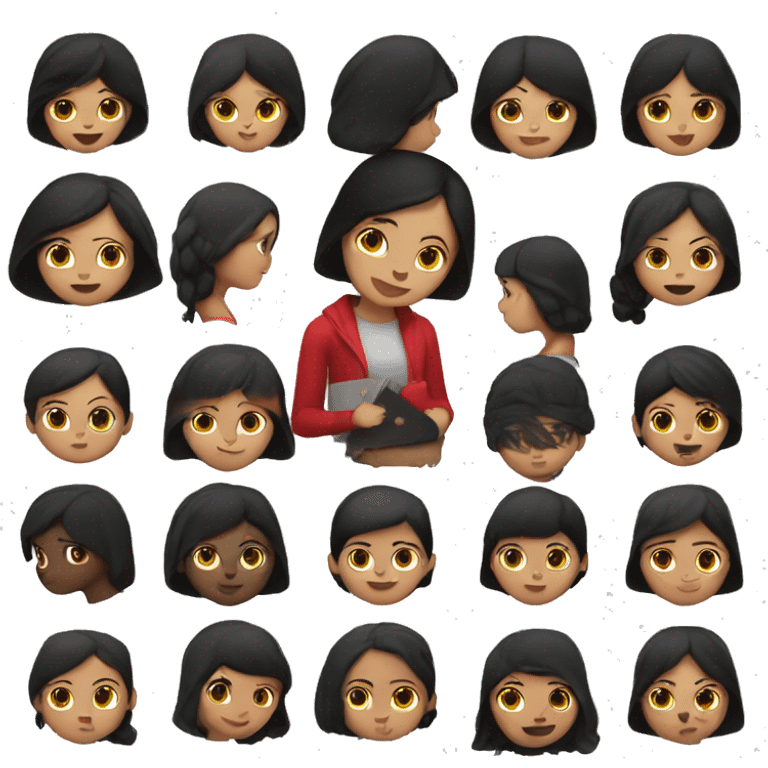 bigender girl with black hair and red beani emoji