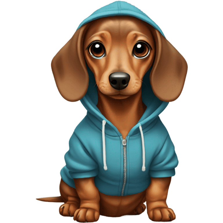 mini dachshund in a hoodie emoji