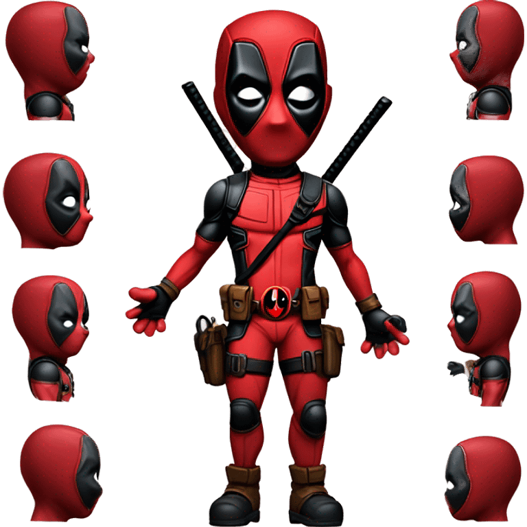 Cute deadpool character full body front side and back HD emoji