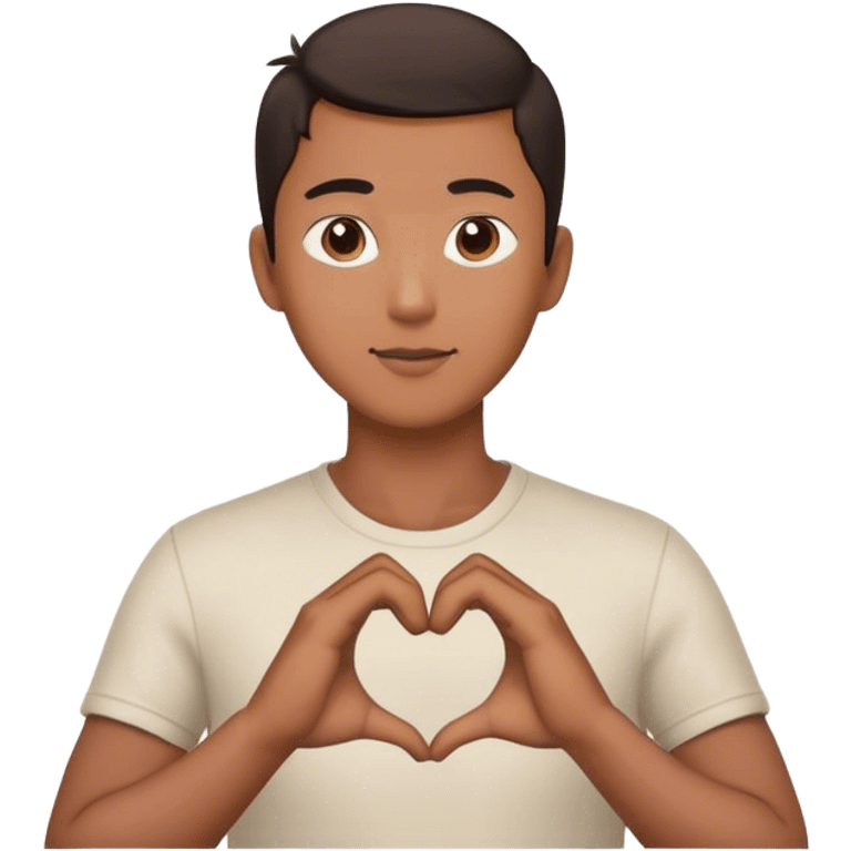 asian man with two hands heart shaped emoji