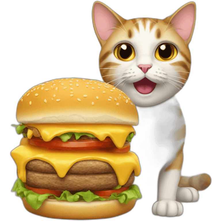 Cat eat a burger emoji